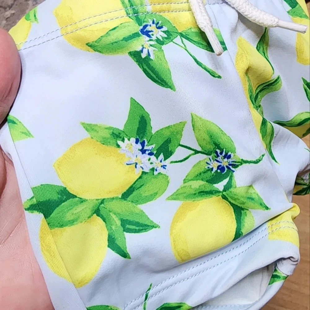 NWT Janie & Jack Lemon Baby Swim Shorts‎ size 0-3 months.